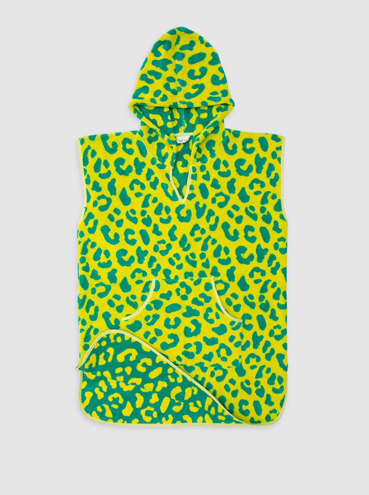 Poncho de plage jaune à imprimé animal avec poche