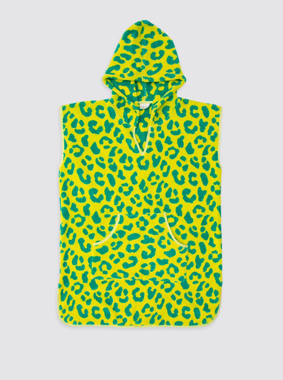 Poncho de plage jaune à imprimé animal avec poche