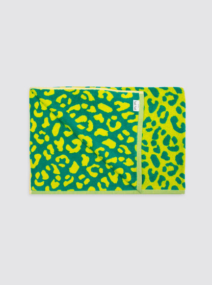 Serviette de plage jaune à motifs animaux