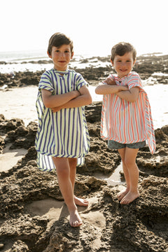 Poncho de plage à rayures vert fluo