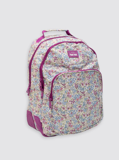 Mochila Escolar Grande Flores Lila