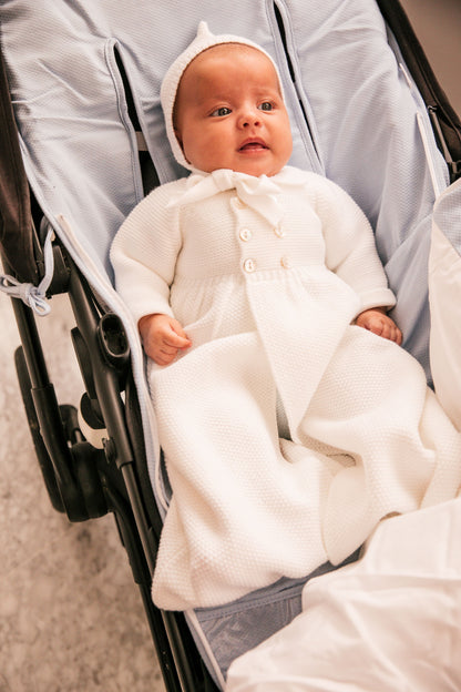 Winter Knit Coat + White Hat