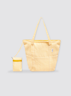 Large Beach Bag with Yellow Candela Stripes 