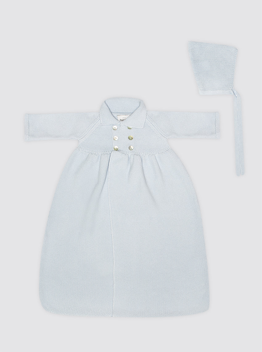 Abrigo Saco Algodón + Gorro Celeste