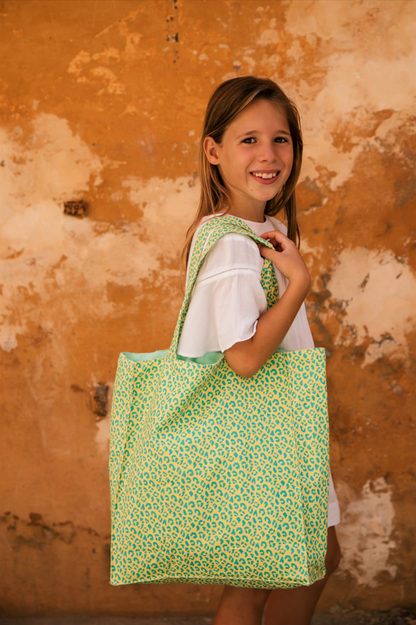 Sac cabas jaune à imprimé animal