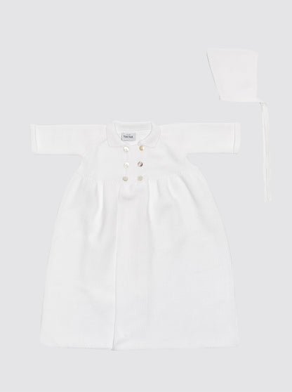 Abrigo Saco Algodón + Gorro Blanco