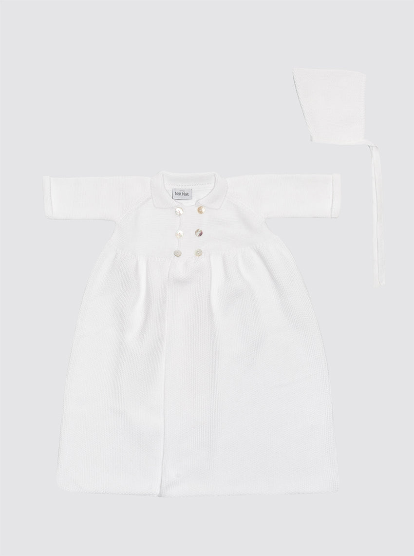 Abrigo Saco Algodón + Gorro Blanco