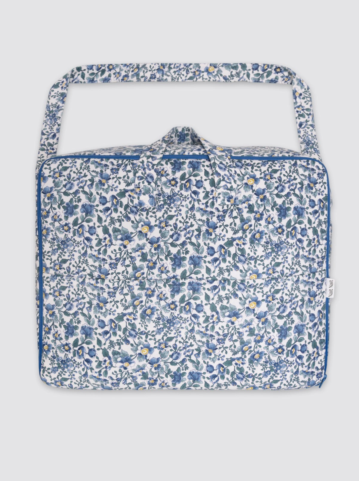 Sac de maternité en velours côtelé bleu à fleurs