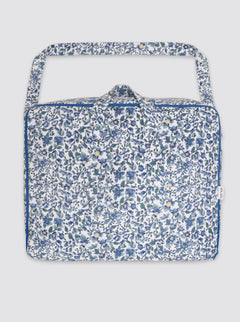 Sac de maternité en velours côtelé bleu à fleurs