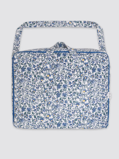 Sac de maternité en velours côtelé bleu à fleurs