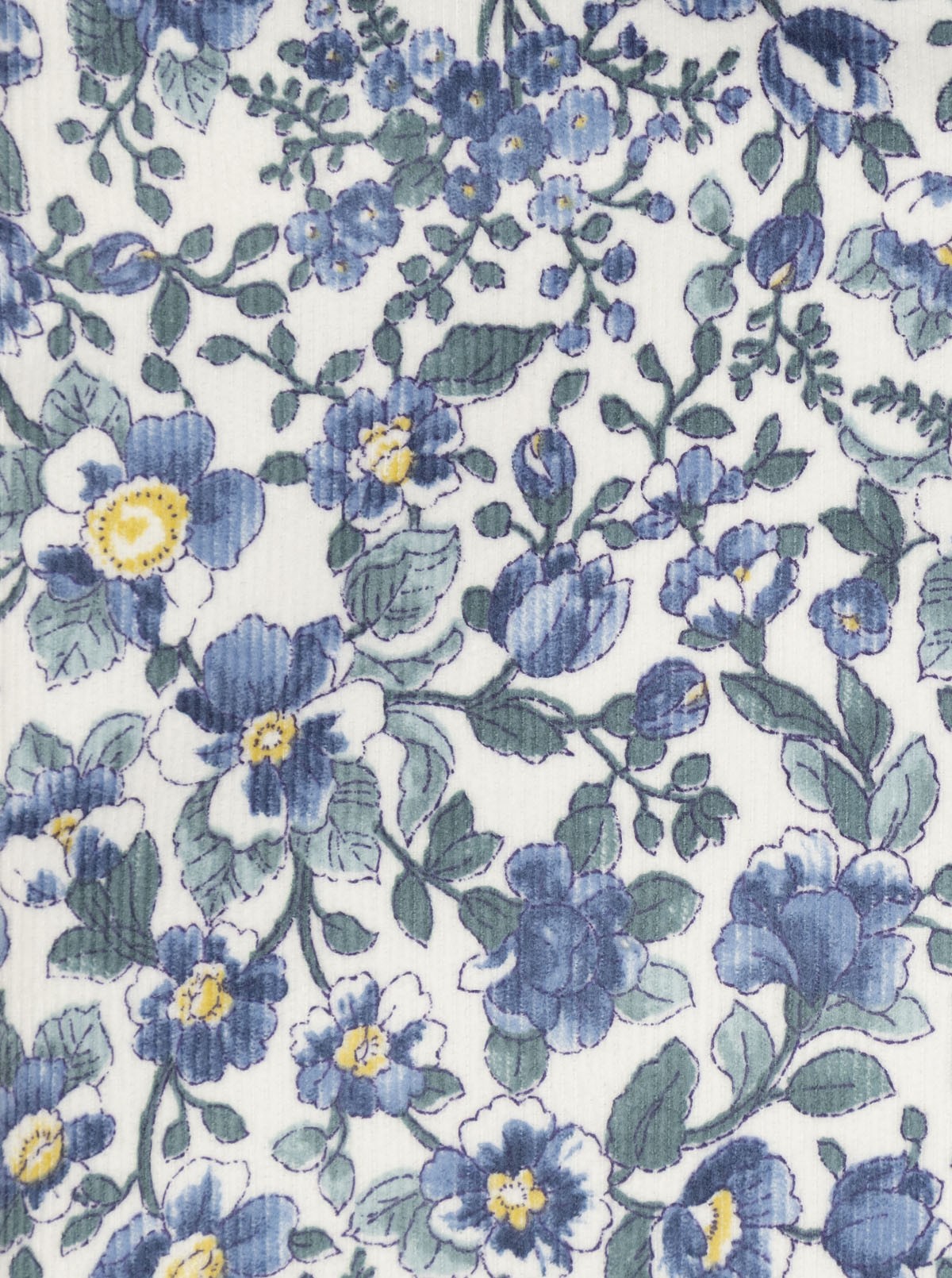 Sac de maternité en velours côtelé bleu à fleurs