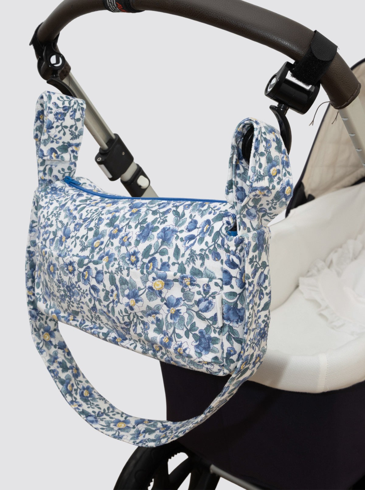 Bolsa de Carro Pequeña Flor Pana Azul