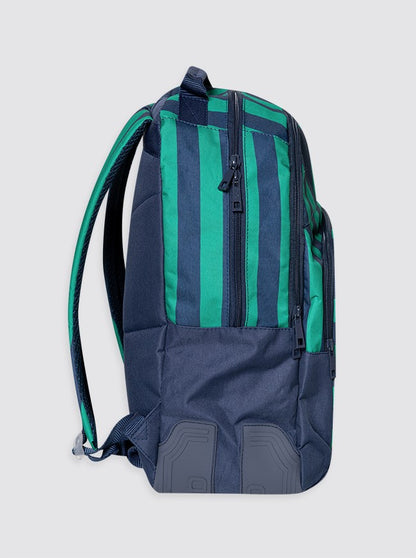 Mochila Grande Rayas Marino y Verde