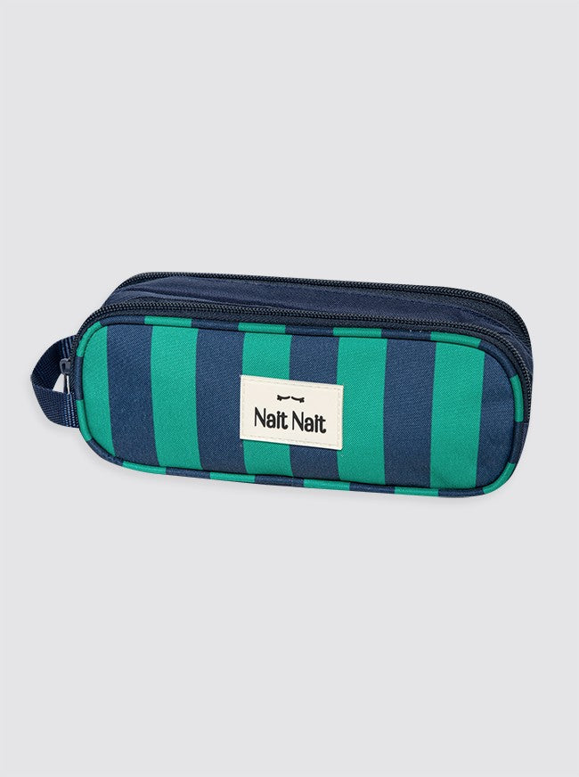 Estuche Portalápices Rayas Marino y Verde