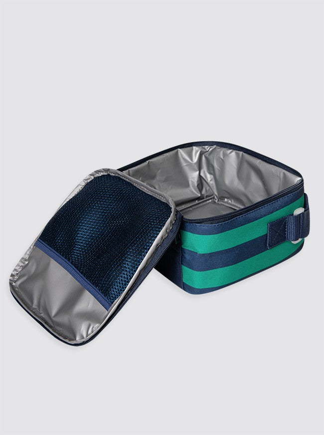 Bolsa Térmica Cuadrada Rayas Marino y Verde