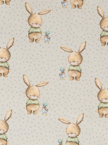 Baby bib with pocket, rabbit and duck