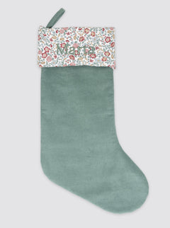 Green Corduroy Christmas Stocking and Burgundy Nina