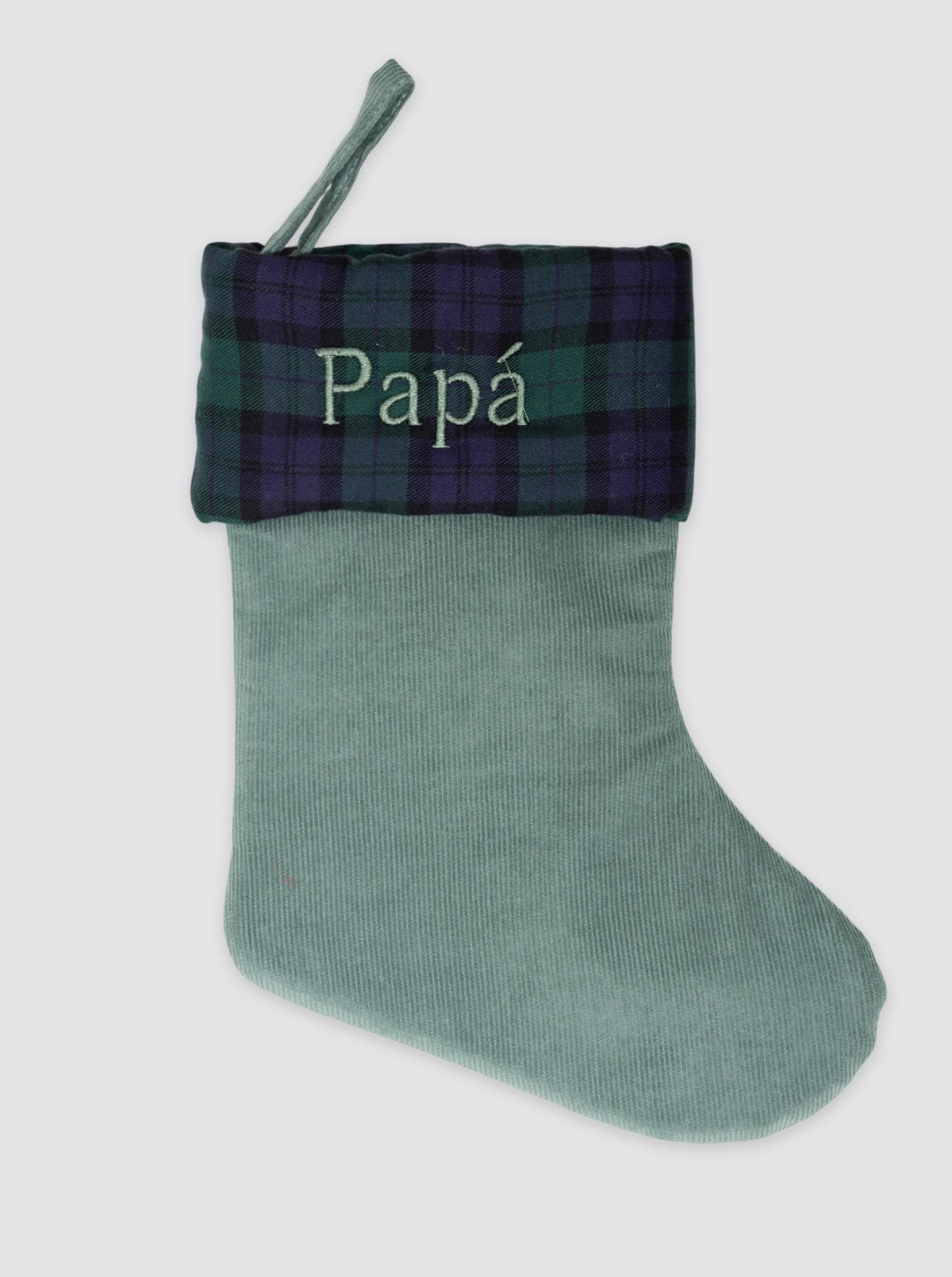 Calcetín Pequeño Navidad Pana Verde y Balmoral Marino