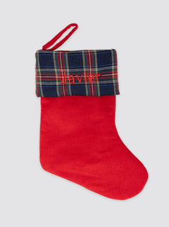 Small Christmas Stocking Corduroy Red and Tartan