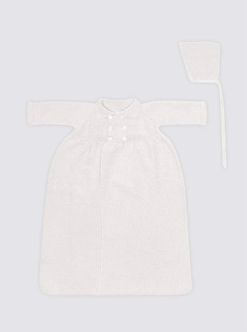 Abrigo Saco Punto Invierno + Gorro Blanco