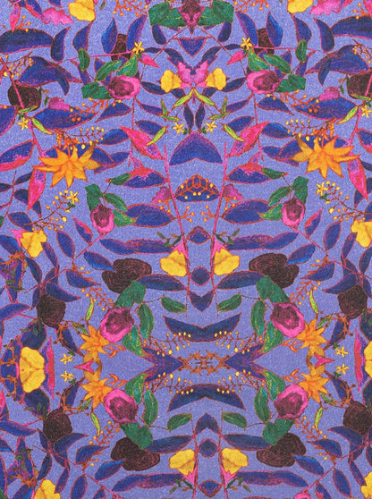 Grand sac à dos violet à motifs botaniques