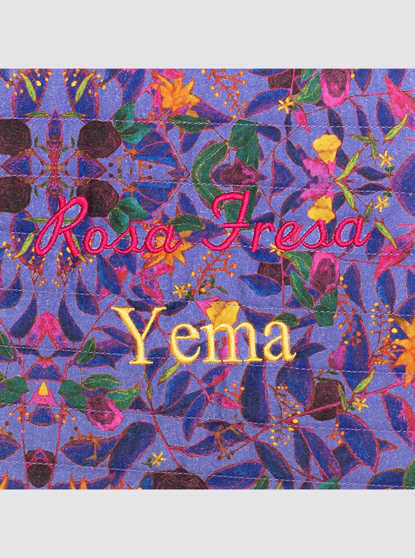 Grand sac à dos violet à motifs botaniques