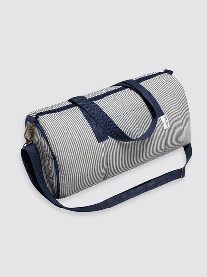 Sac de sport rustique en lin à rayures bleu marine