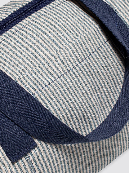 Sac de sport rustique en lin à rayures bleu marine