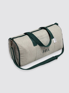 Sac de sport rustique en lin à rayures vertes