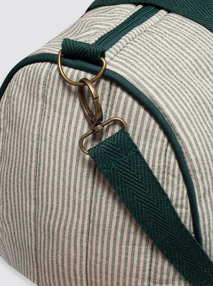 Sac de sport rustique en lin à rayures vertes
