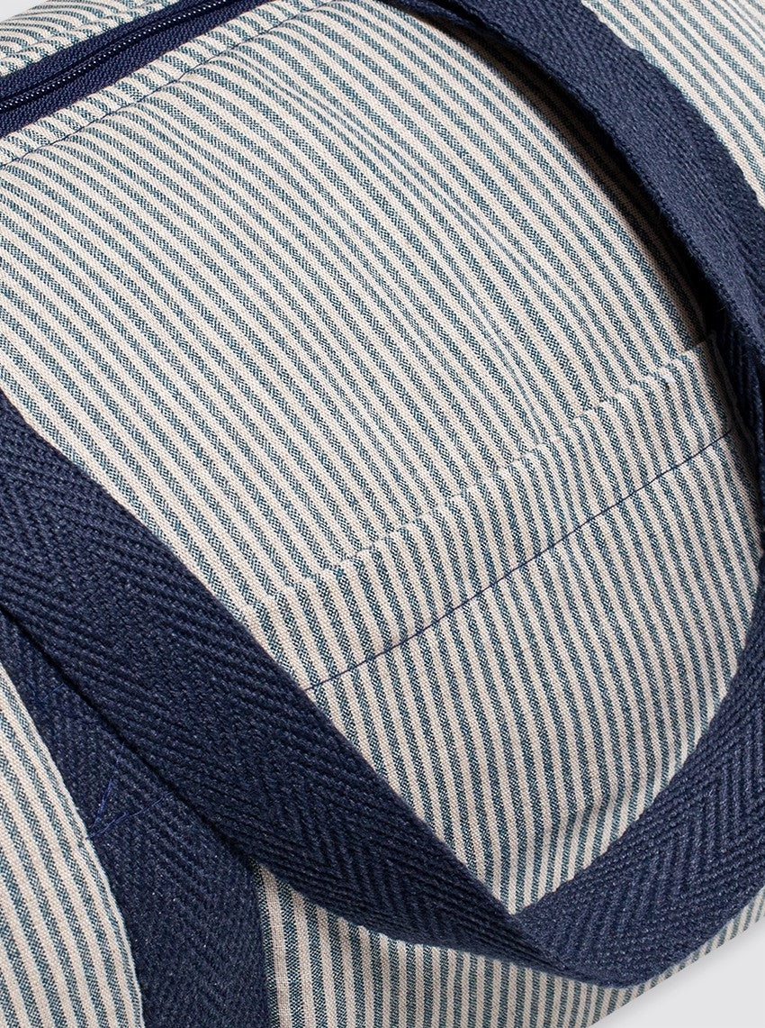 Bolsa de Viaje Lino Rústico Rayas Marino