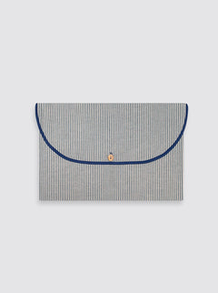 Small Garment Bag Rustic Linen Striped Navy