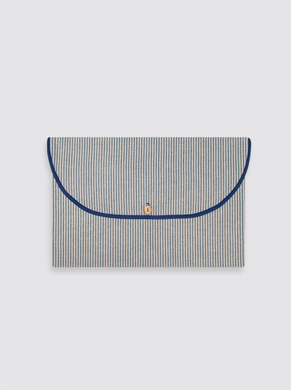 Small Garment Bag Rustic Linen Striped Navy