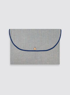 Large Rustic Linen Striped Navy Garment Bag