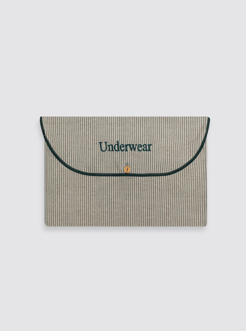 Petit sac à vêtements rustique en lin rayé vert