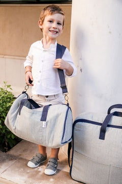 Sac de sport rustique en lin à rayures bleu marine