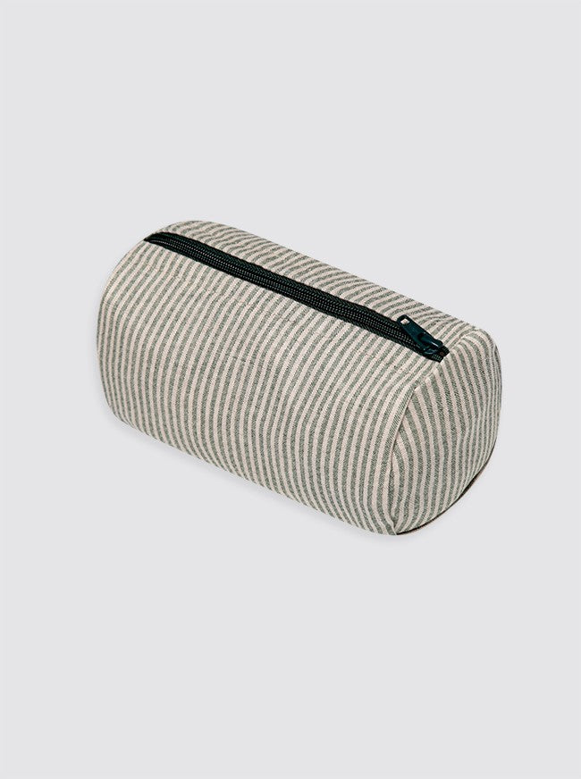 Neceser Pequeño Lino Rústico Rayas Verde