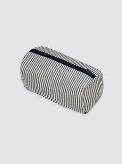 Small Rustic Linen Striped Navy Toiletry Bag