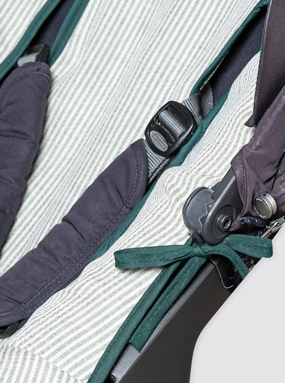 Housse de chaise d'été universelle rustique en lin à rayures vertes