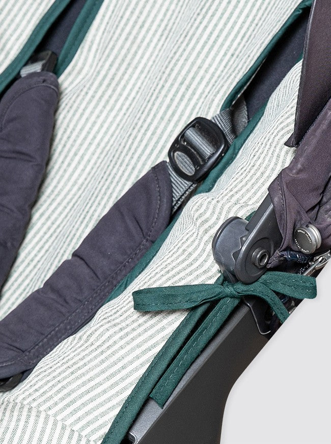 Housse de chaise d'été universelle rustique en lin à rayures vertes