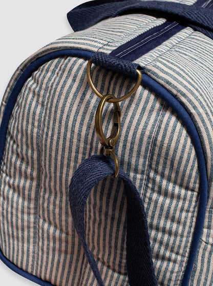 Bolsa de Viaje Lino Rústico Rayas Marino