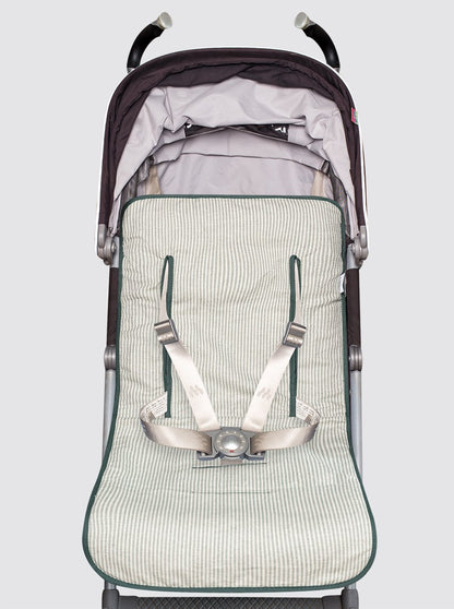 Housse de chaise d'été légère en lin rustique à rayures vertes