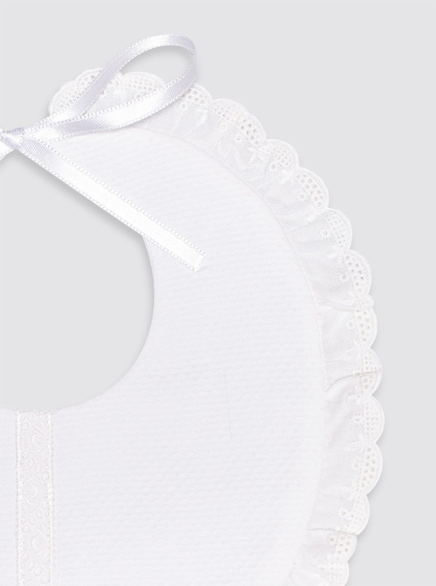 Bavoir imperméable en tissu éponge pour nouveau-nés avec bordure ajourée 