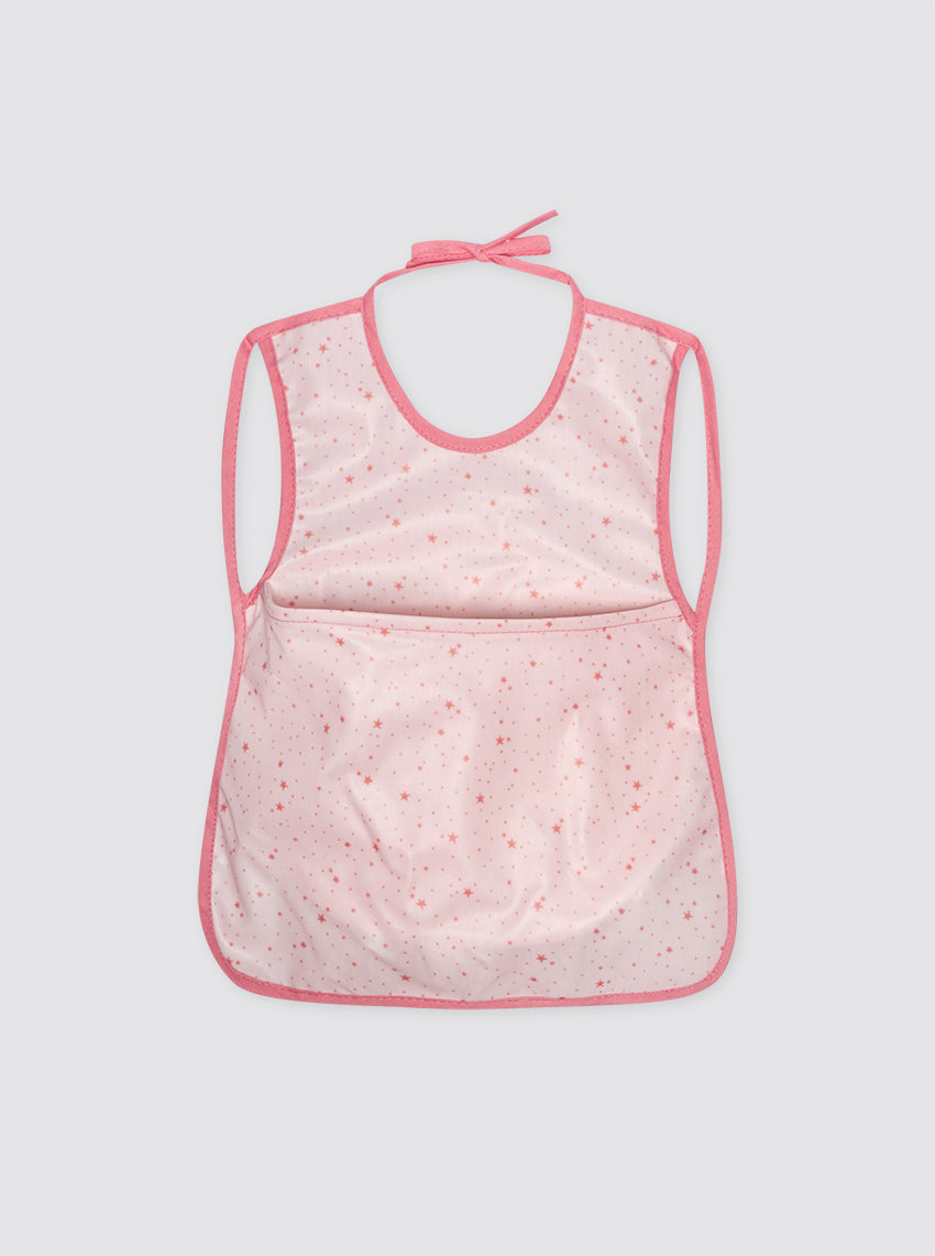 Babero Con Bolsillo Interior Estrellas Rosas
