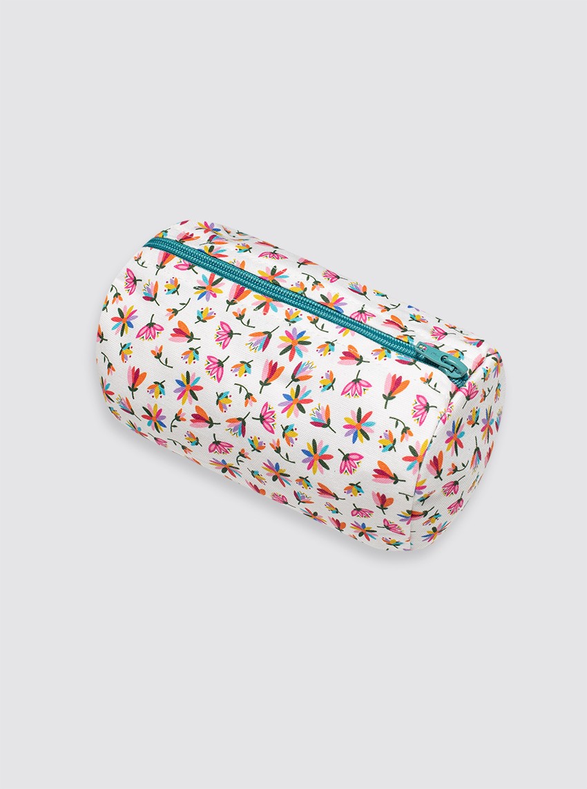 Petite trousse de toilette Otomi à fleurs turquoise