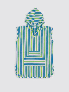 Poncho Playa Bolsillo Rayas Flúor Amarillo