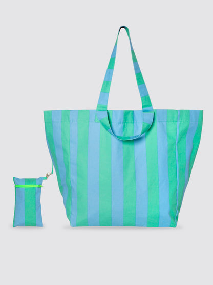 Bolsa de Playa EXTRA Grande Rayas Tarifa Celeste